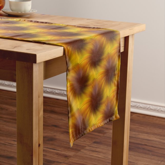 Brown And Yellow Swirl Abstract Pattern    Short Table Runner (In Situ)