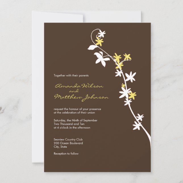 Brown and Yellow Wedding Invitations (Front)