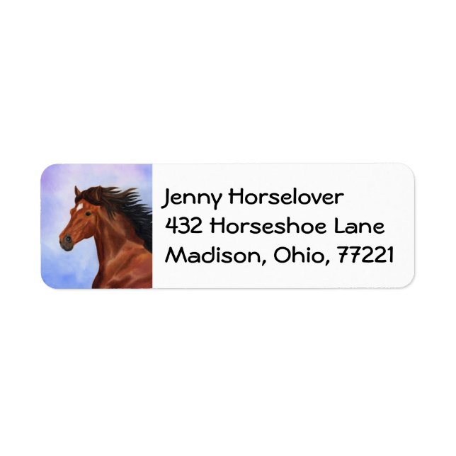 Brown Andalusian horse address label (Front)