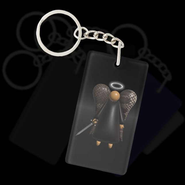 Brown Angel, Avenging Angel (double sided) Key Ring (Brown Avenging Angel keyring)