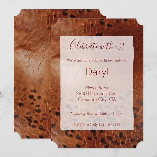 Brown Animal Print Invitation (Front/Back)