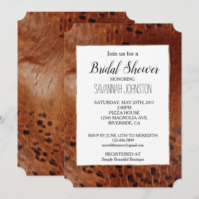 Brown Animal Print Invitation (Front/Back)