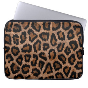 Brown animal print pattern laptop sleeve