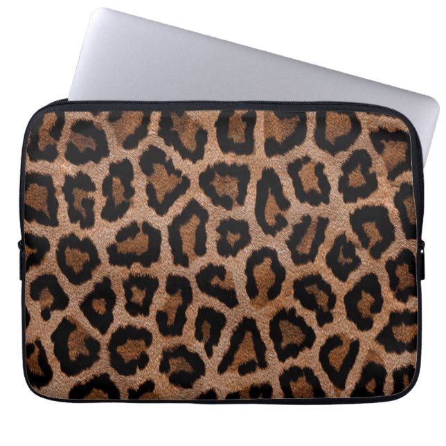Brown animal print pattern laptop sleeve (Front)
