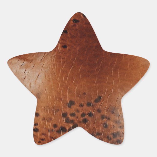 Brown Animal Print Star Sticker (Front)