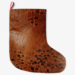 Brown Animal Southwest Cowhide  Large Christmas Stocking