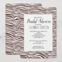 Brown Animal Zebra Print Stripes Bridal Shower