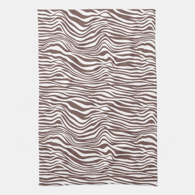 Brown Animal Zebra Print Stripes Tea Towel (Vertical)