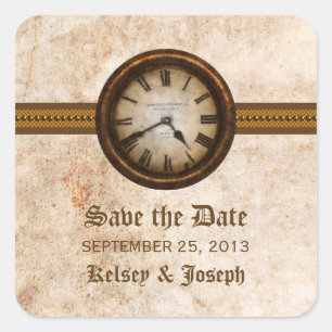 Brown Antique Save the Date Stickers