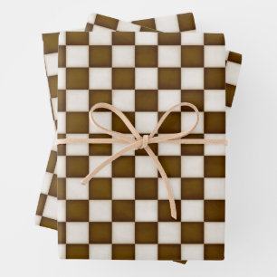 Brown & Antique White Chequered Wrapping Paper Sheet