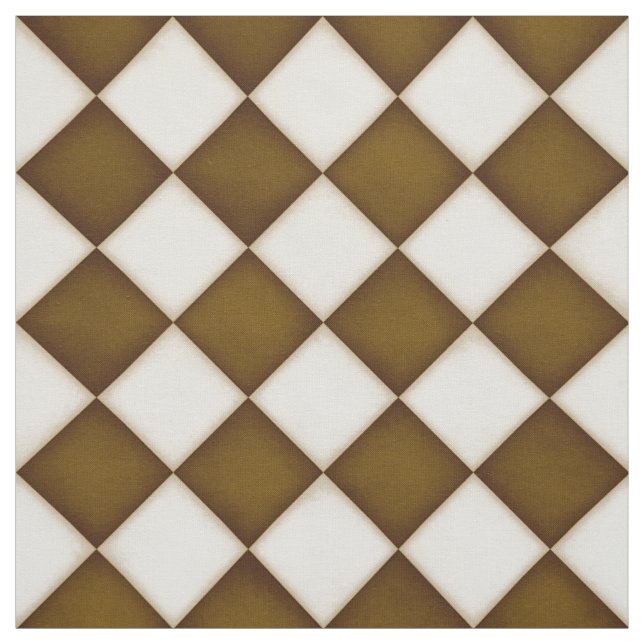 Brown & Antique White Diamonds (medium scale) Fabric (Swatch)