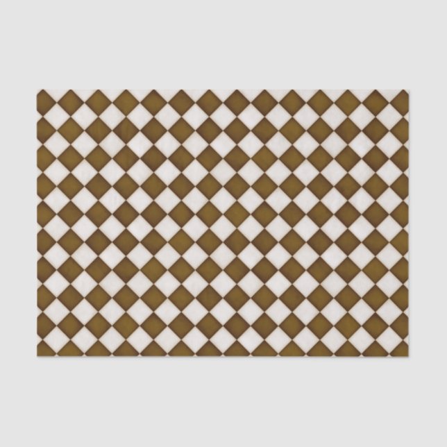 Brown & Antique White Diamonds Tissue Paper (Front)