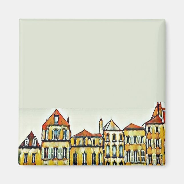 Brown apartments blocks magnet (Front)