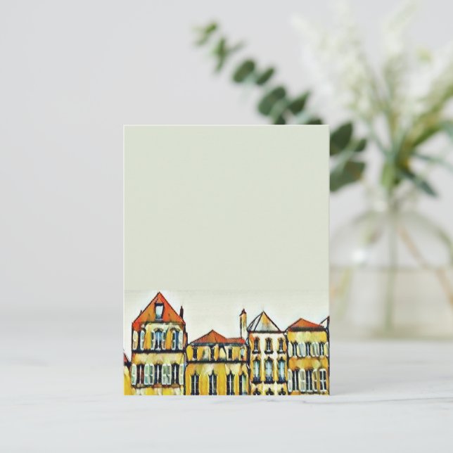 Brown apartments blocks postcard (Standing Front)