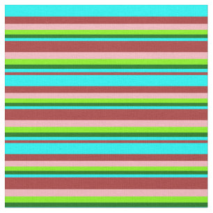 Brown, Aqua, Dark Green, Green, and Light Pink Fabric