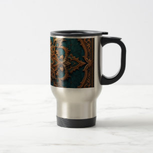 Brown-Aqua Elegance Travel Mug