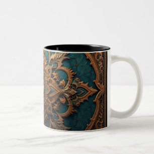 Brown-Aqua Elegance Two-Tone Coffee Mug