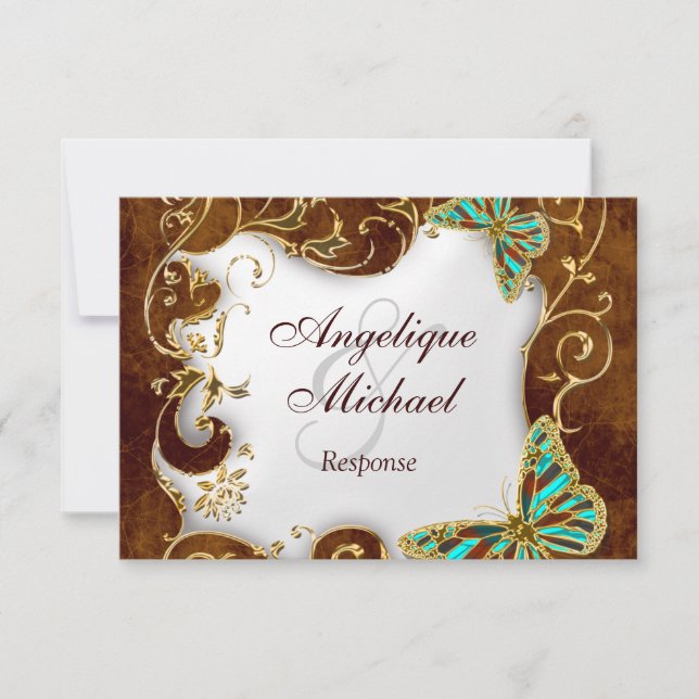 Brown aqua gold country RESPONSE wedding (Front)