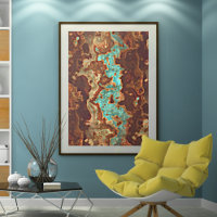Brown Aqua Teal Turquoise Green Geode Marble Art