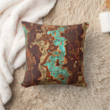 Brown Aqua Turquoise Green Geode Marble Art