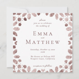 Brown Arabic Tile Square Wedding Invitation