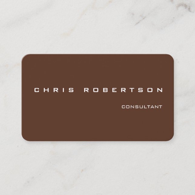 Brown Attractive Charming Modern Minimalist Business Card (Front)