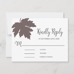 Brown Autum Maple Leaf Wedding RSVP Card
