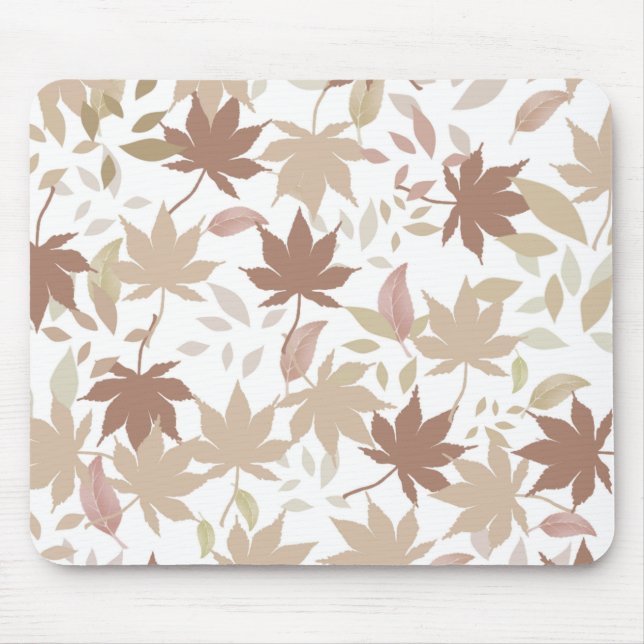 Brown Autumn Floral Leaves Y2K Pattern  Mouse Mat (Front)