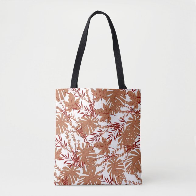 Brown Autumn Floral Leaves Y2K Pattern Tote Bag (Front)