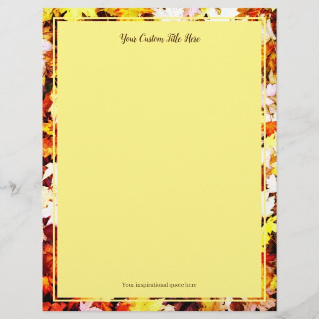 Brown autumn leaves photo wedding stationery paper (Front)