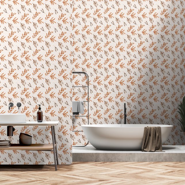 Brown Autumn Leaves Wallpaper (Bathroom)