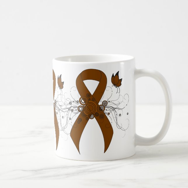Brown Awareness Ribbon with Butterfly Coffee Mug (Right)