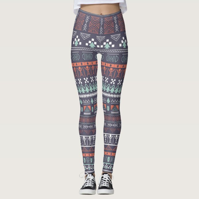 Brown Aztec Multi Blend Women's Leggings (Front)