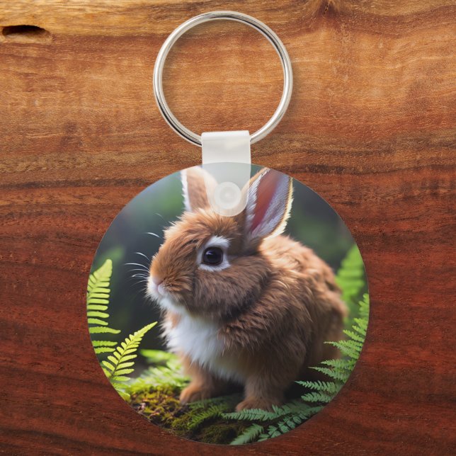 Brown Baby Dwarf Bunny, Keyring (Back)