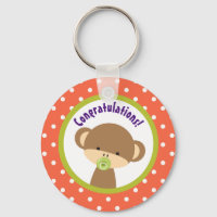 Brown Baby Monkey with Pacifier Congratulations