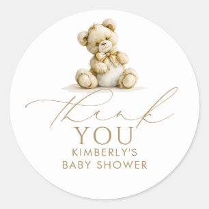 Brown Baby Shower Teddy Bear Thank You Favours Classic Round Sticker