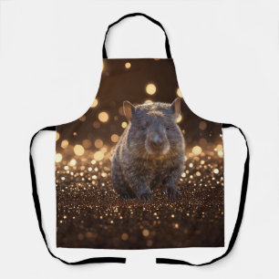 Brown Baby Wombat On Brown Bokeh Bliss, Apron