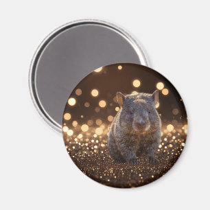 Brown Baby Wombat On Brown Bokeh Bliss, Magnet