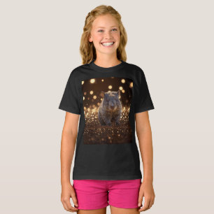 Brown Baby Wombat On Brown Bokeh Bliss, T-Shirt