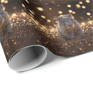 Brown Baby Wombat On Brown Bokeh Bliss, Wrapping Paper
