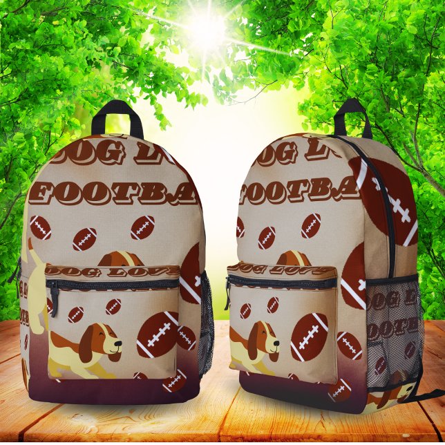 Brown Back To School Boys Football Soccer Sports  Printed Backpack (Creator Uploaded)