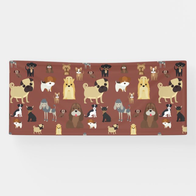 brown background dogs pattern banner (Horizontal)