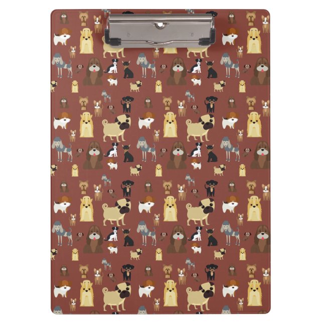 brown background dogs pattern. clipboard (Front)