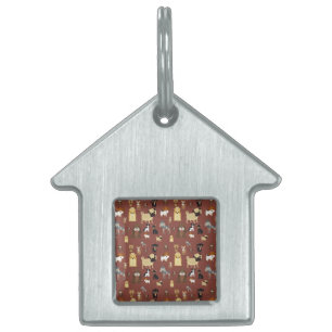 brown background dogs pattern pet ID tag
