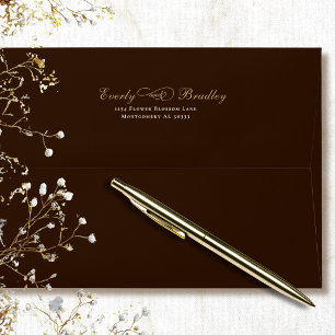 Brown Background Warm Beige Script Typography Envelope