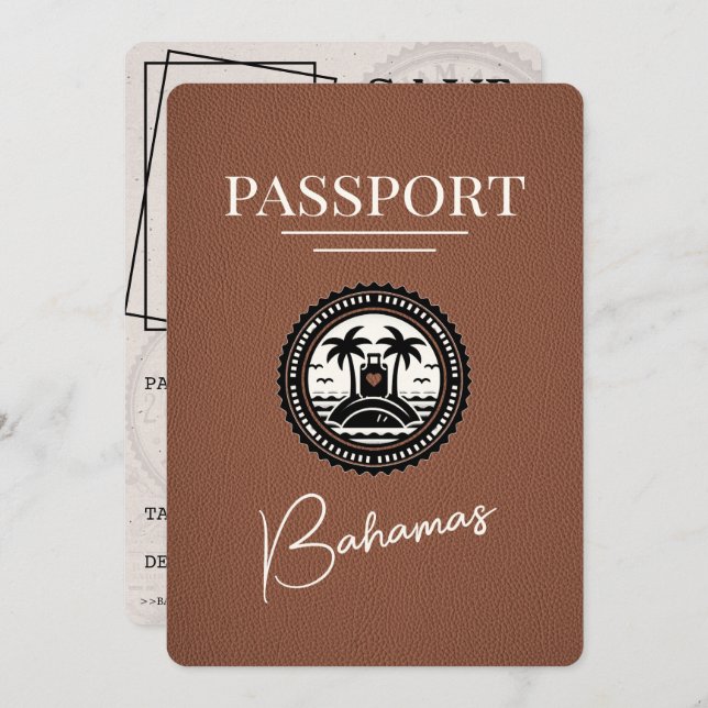 Brown Bahamas Passport Save The Date (Front/Back)