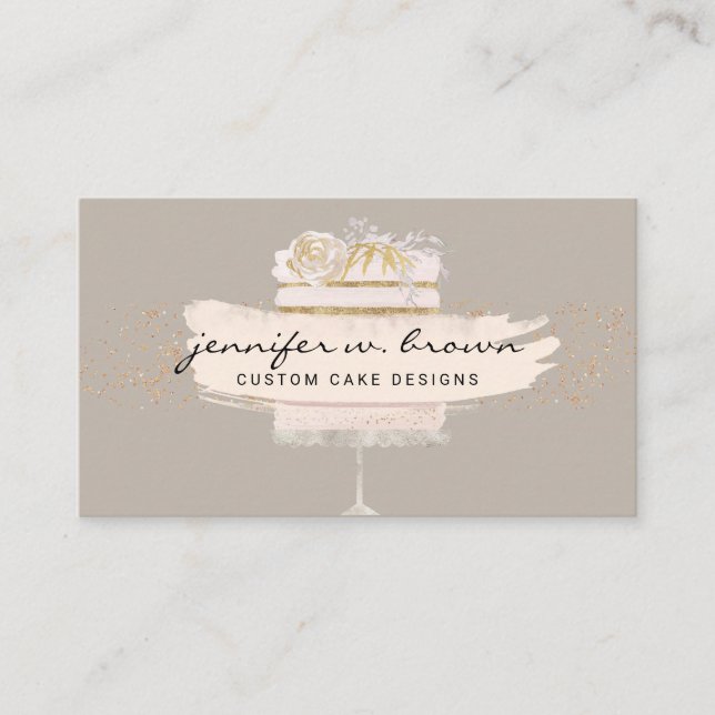 Brown bakery wedding cake pops sales business card (Front)