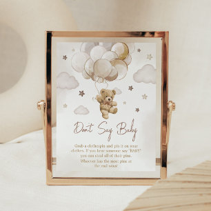Brown Balloon Bear Baby Shower Don't Say Baby Poster