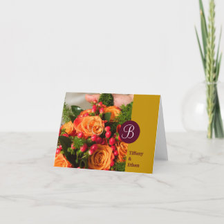 Brown band custom photo monogram letter thank you card