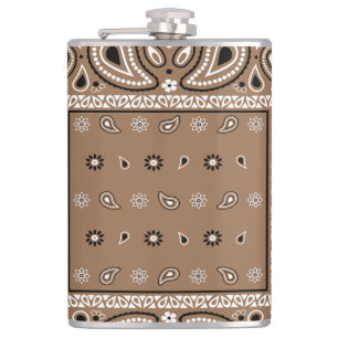 Brown Bandana Paisley Country Hip Hop Cowboy Flask